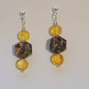 Handmade Citrine and Jasper Earrings – Natural Gemstone Dangle Jewelry